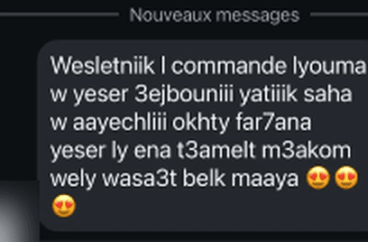 Message d'une cliente ayant reçu sa commande, ravie du résultat.
